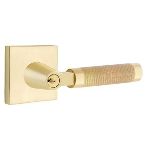 Emtek 5122.KLS.KN L Square Knurled Key In Lever Lockset Square Rosette